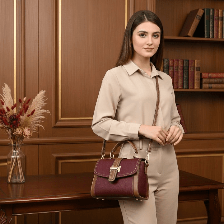 Tote | Maroon and Brown